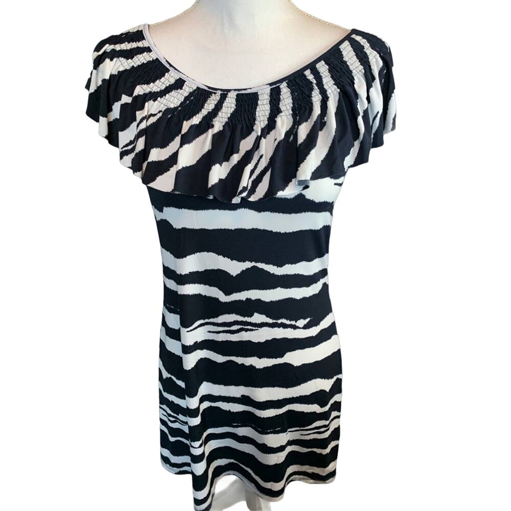 Michael Kors Animal print dress Ruffle Dress Navy Blue S